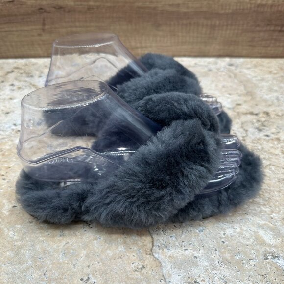 Lamo Slippers Womens Size S Gray Amelia Fluffy Flip Flops Slides Sheepskin Cozy - Picture 3 of 11